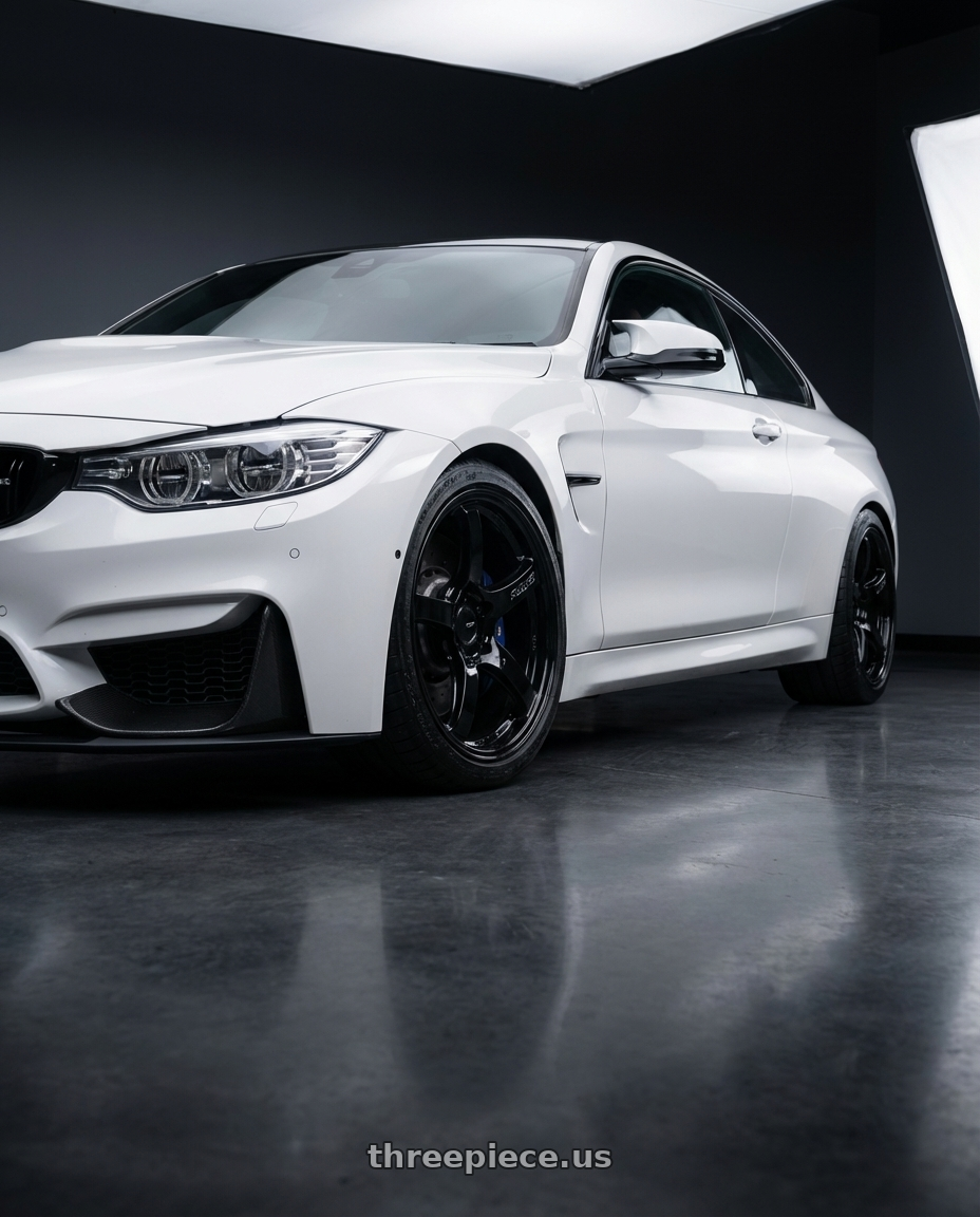 2018 BMW M4 F82 with Gram Lights 57CR 5x120 19x10.5+22 Glossy Black wheels