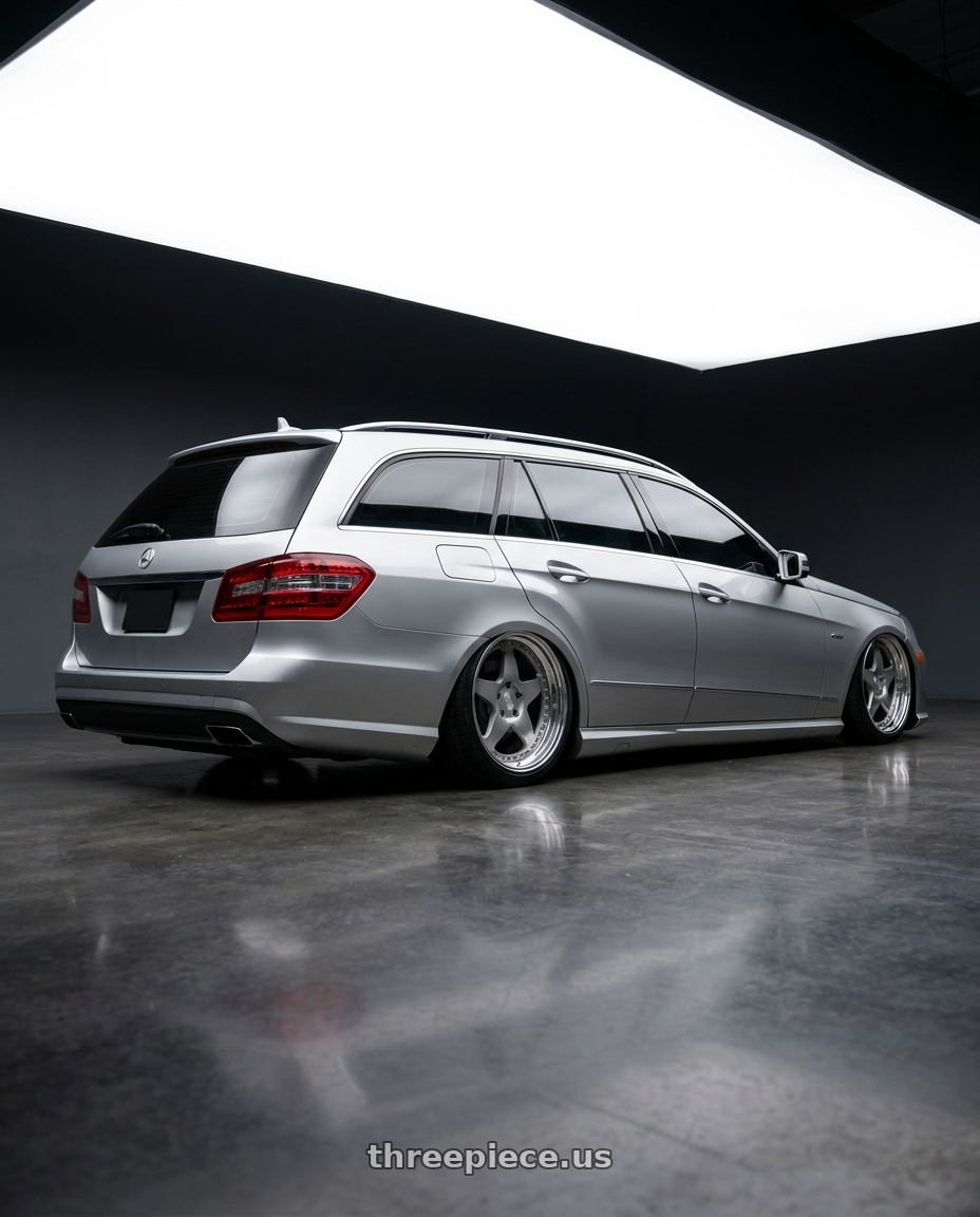 2010 Benz s212 with Heritage Wheel IMOLA wheels rear three quarter view slight stretch tires