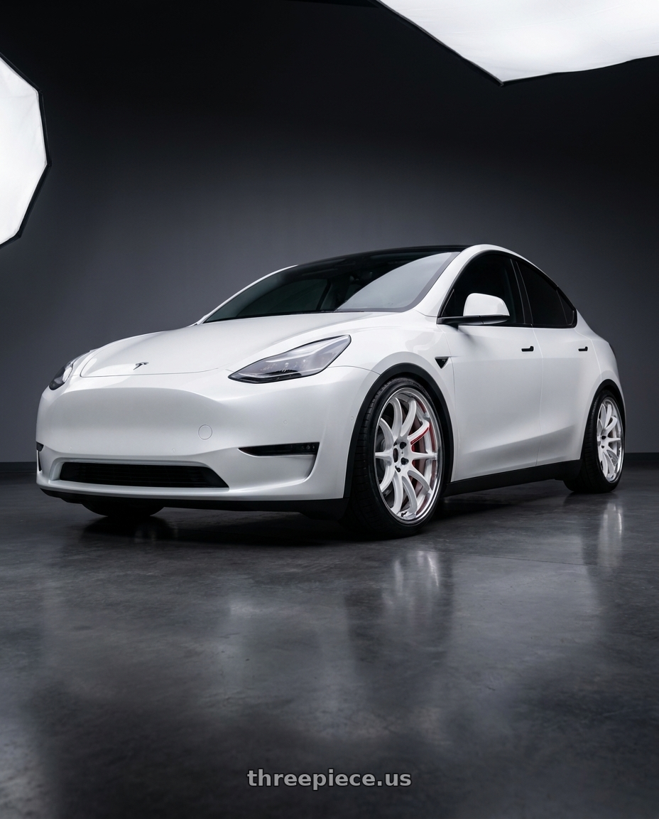 2024 Tesla Model Y Performance with Work Zr10 2P 5x114.3 19x9.5 +38 Azure White wheels