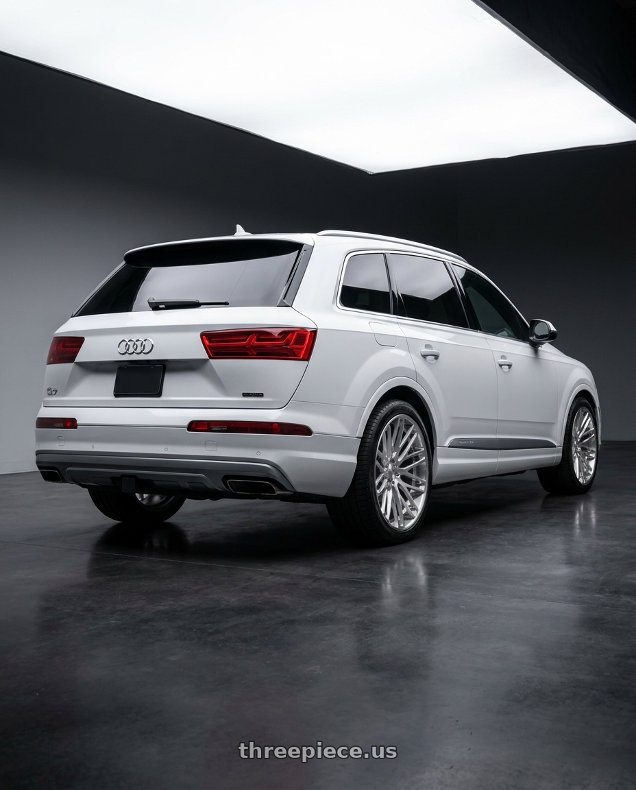 2019 audi q7 with Asanti Forged 871 5x112 22x10 +30 BRUSHED wheels rear three quarter view square tires