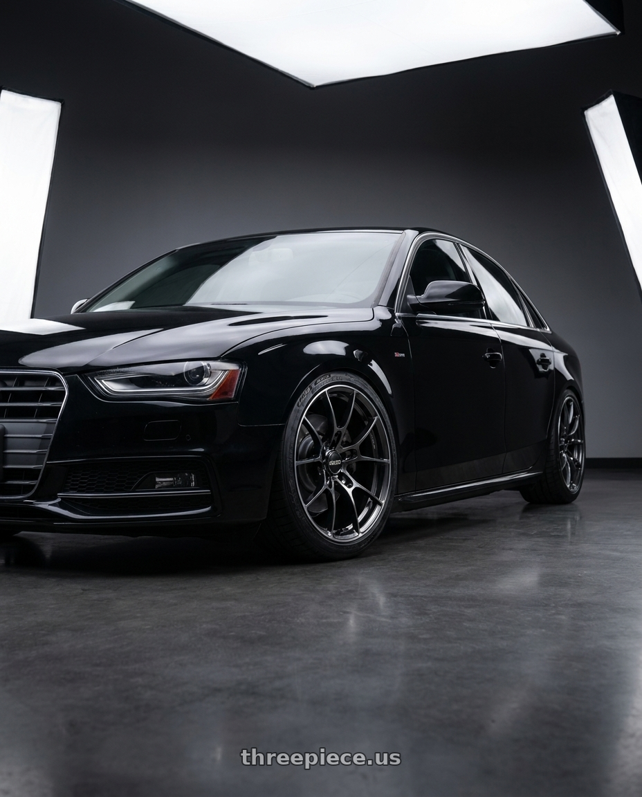 2014 Audi a4 with Volk Racing G025 5x114.3 18x8.5+51 Shining Black Metal / Rim Edge DC wheels