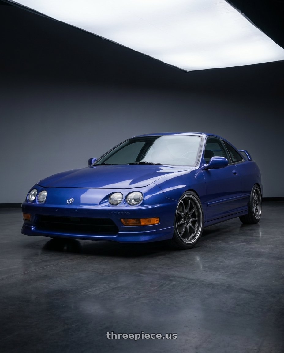 1998 acura integra with Volk Racing CE28 CLUB RACER 4x100 16x7+42 Matte Dark Gunmetal / Rim DC wheels