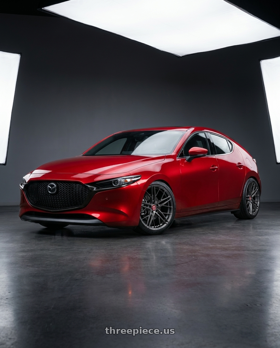 2024 Mazda 3 with Avant Garde Wheels F53R BLANK 19x8.5 +BLANK Dark Graphite Metallic wheels