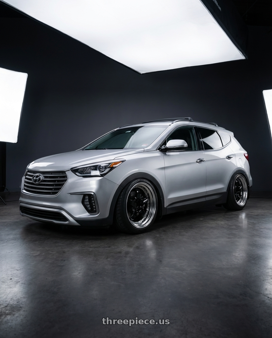 2018 Hyundai Santa Fe with Work Meister S1 3P 5x100 18x7+48 A Disk Black wheels