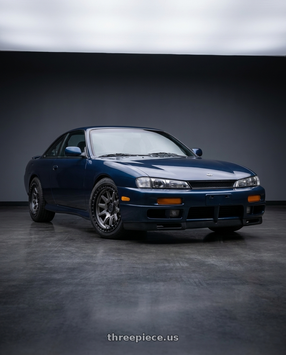 Nissan 240sx 1999 with Black Rhino CALICO 5X127 17X8.5 +34 MATTE GUNMETAL W/ MATTE BLACK LIP wheels