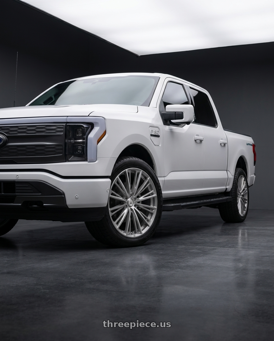 2022 Ford F150 Lightning with Asanti Black ABL30 CORONA TRUCK 6X135 22X9.5 +30 TITANIUM BRUSHED wheels