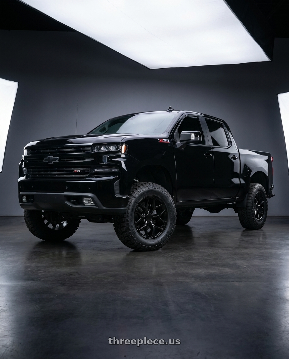 2020 Chevy Silverado 1500 Z71 with OE Wheels CV98B 6x139.7 20x9+24 Gloss Black wheels