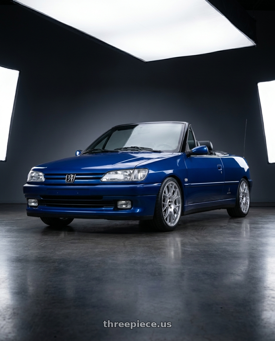 1995 Peugeot 306 Cabriolet (N3) Square fog lights , Royal Blue with BBS CH-R 5x114.3 19x8 +38 Brilliant Silver Polished Rim Protector wheels