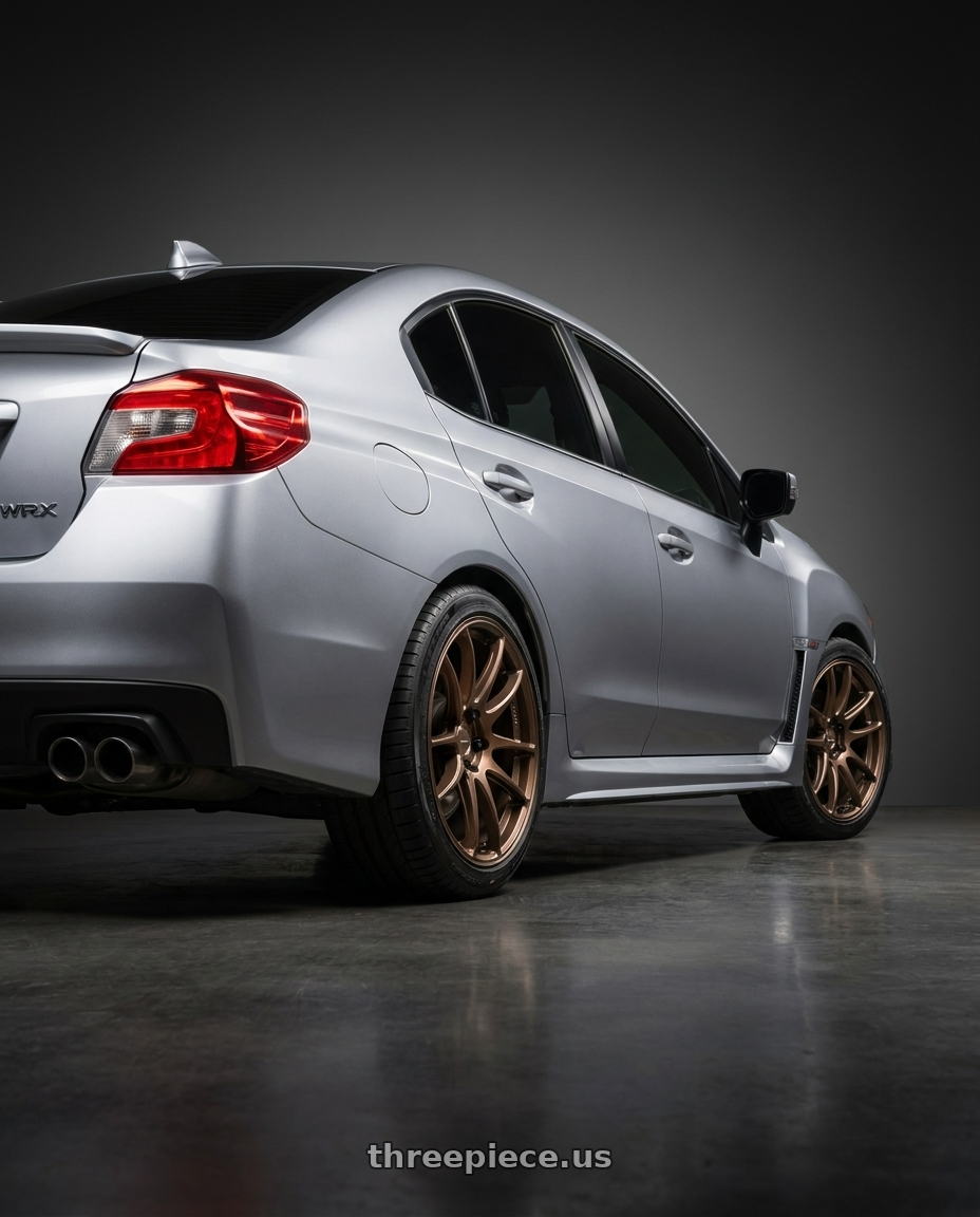 2018  SUBARU  WRX with WORK Emotion CR Shigoku 5x114.3 18x8.5 +38 Armed Titanium AMG wheels rear three quarter view square tires