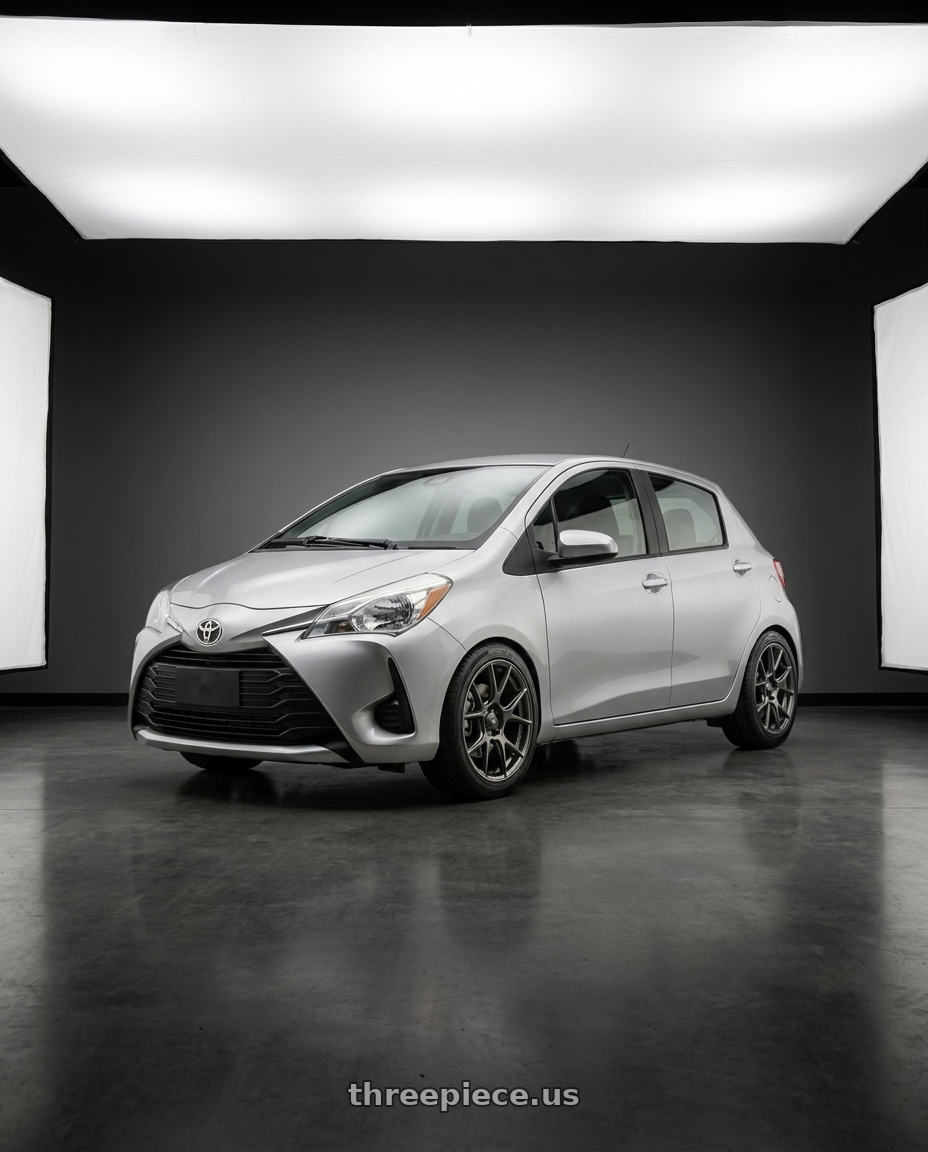 2020 Toyota Yaris with Konig Ampliform 5x112 18x8.5+43 Dark Metallic Graphite wheels