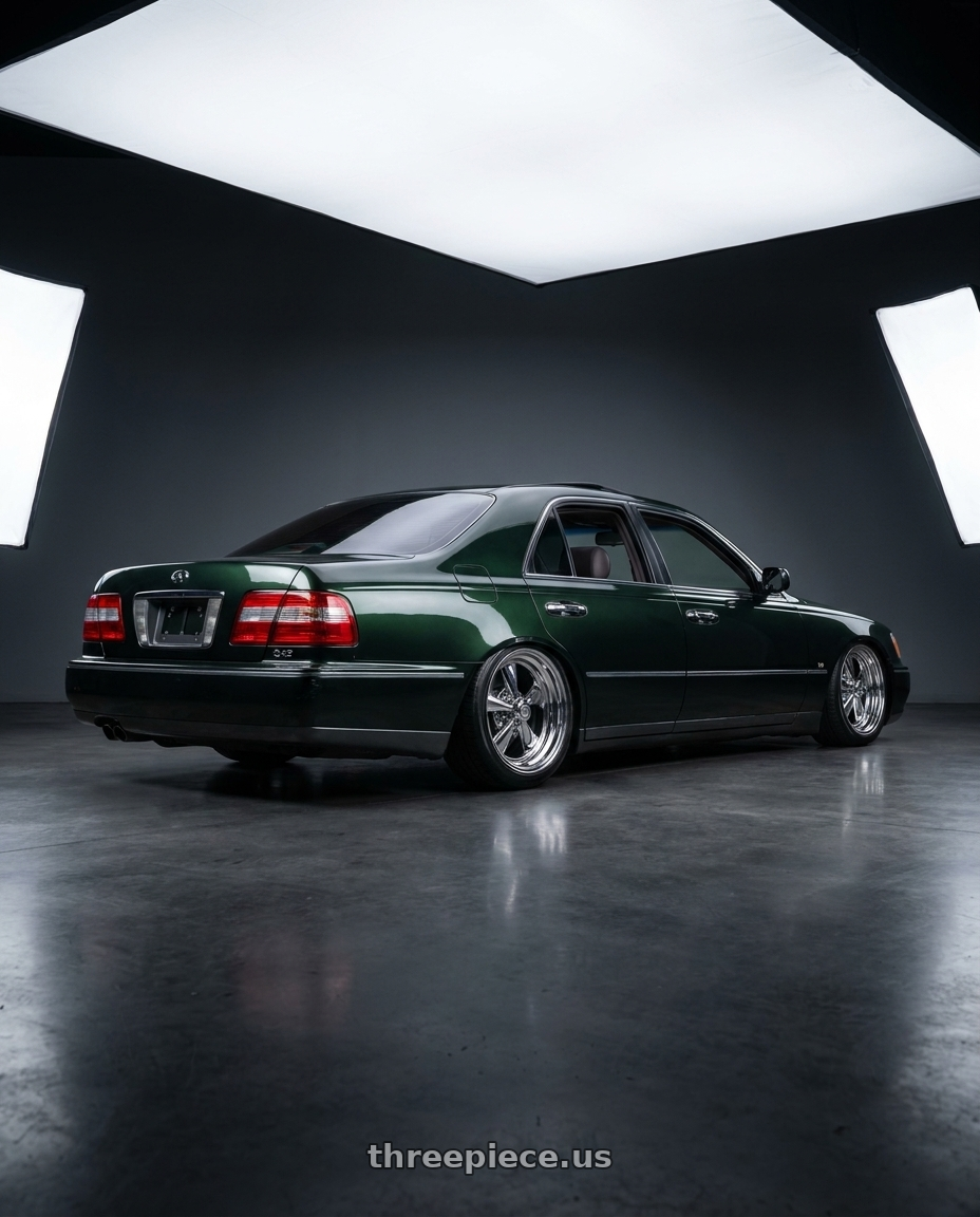 1998 Infiniti Q45 with Cragar 61C S/S 5x120.65 17x9 -13 A174748 wheels rear three quarter view slight stretch tires