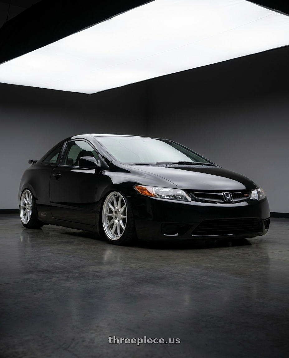 2008 Honda civic si with Aodhan DS07 5x114.3 18x8.5+35 Silver w/Machined Face wheels