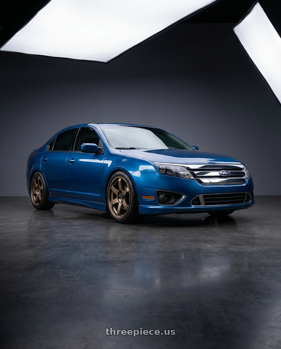 2011 Ford Fusion Sport Blue Flame with Volk Racing TE37 Saga S-Plus 5x114.3 18x7.5+48 Bronze wheels