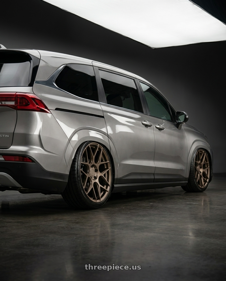 2022 Hyundai Custin with Aodhan AFF2 5x114.3 19x9.5+35 Matte Bronze wheels rear three quarter view slight stretch tires