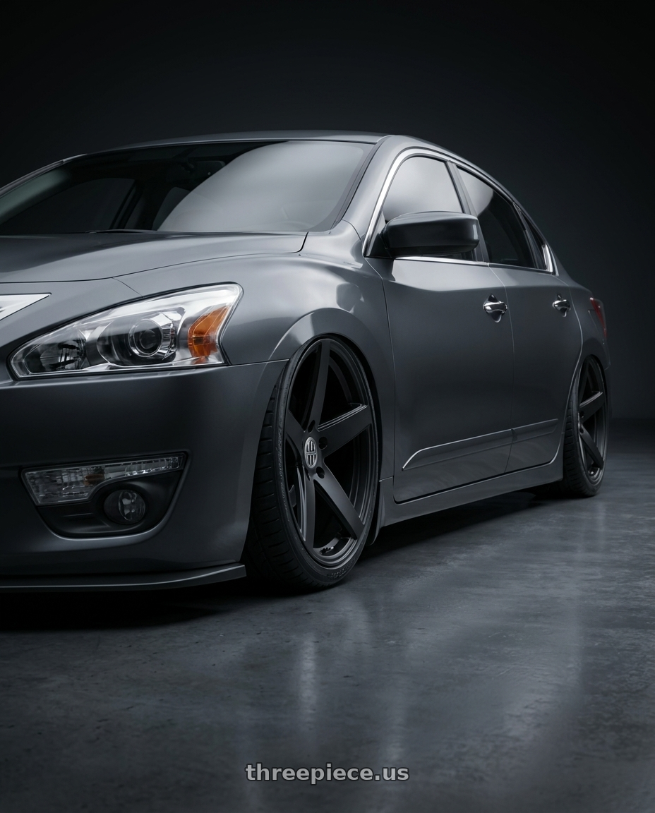2015 Nissan Altima with Victor Equipment BADEN 5X130 18X10.5 +55 MATTE BLACK wheels