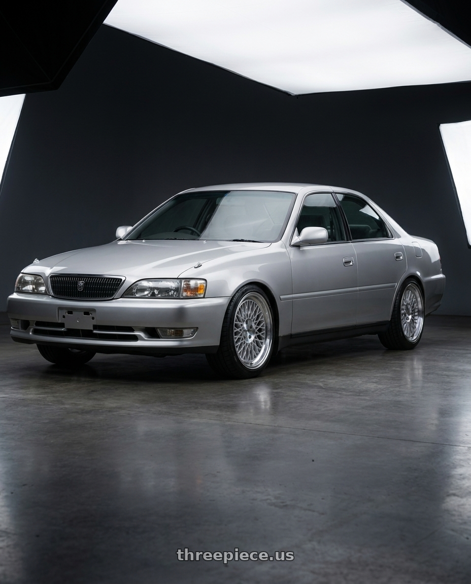 1994 Toyota Cresta Tourer V Silver with Klutch SLC1 5x114.3 18x8.5  +35 Silver Machined Lip wheels