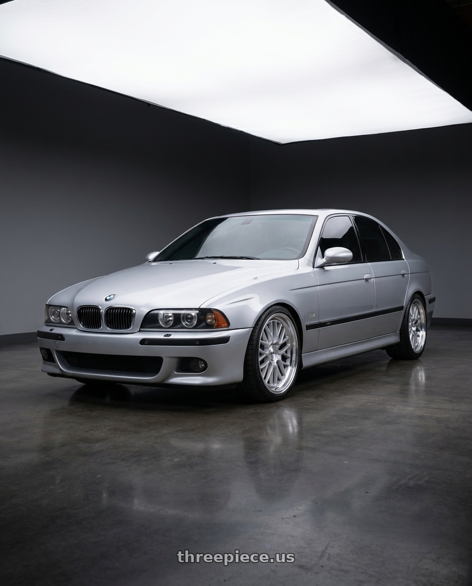 2003 BMW M5 with TSW HOCKENHEIM S 5X120 19X9.5 +20 SILVER W/ MIRROR CUT LIP wheels