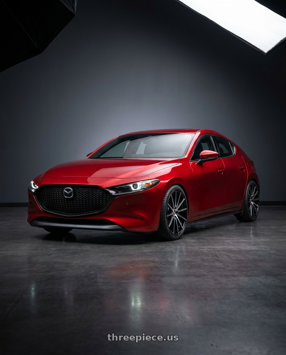 2025 Mazda 3 with Spec-1 SP-69 blank 4x/5x 19x9.5 +42 Gloss Black & Machined & Undercut wheels