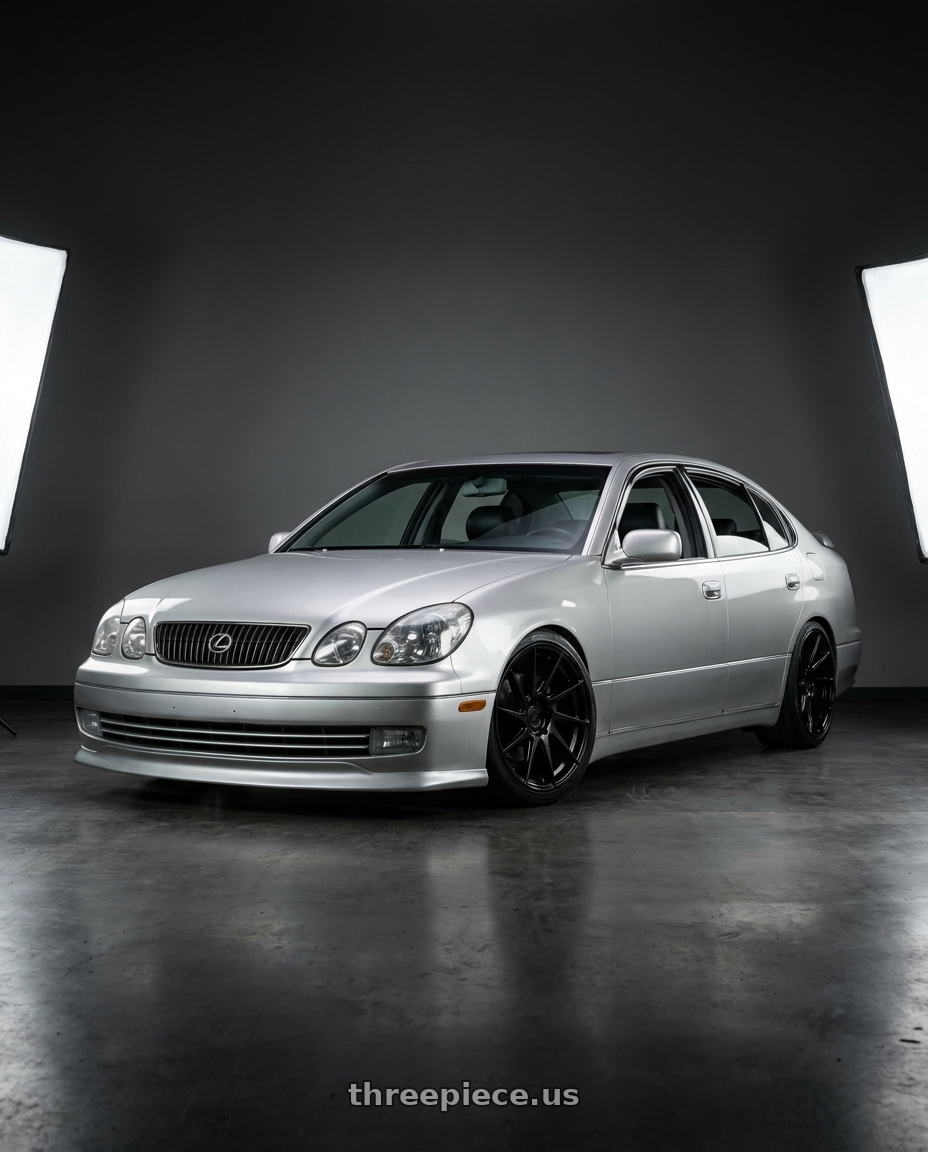 2001 Lexus gs430 with Aodhan AH09 5x114.3 18x9.5 +35 Gloss Silver Machined Face wheels