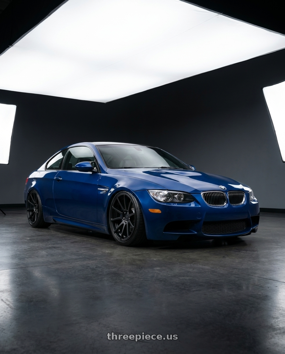2009 Bmw M3 with Rotiform 1PC R122 SPF 5X114.3 19X8.5 +38 MATTE BLACK wheels