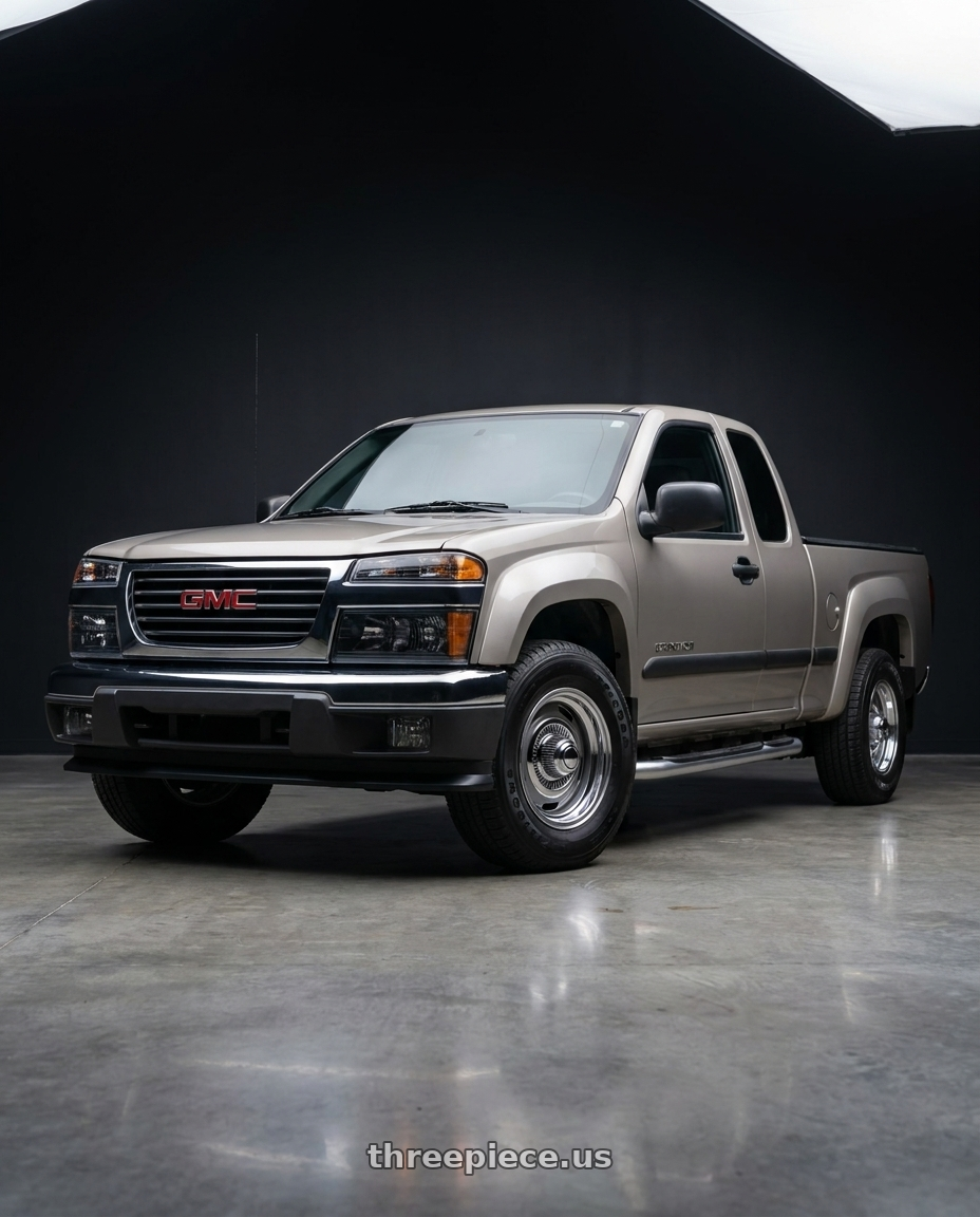 2004 GMC Canyon extended cab with Vision American-Muscle 55 Rally 6x139.7 15x7+6 Silver wheels