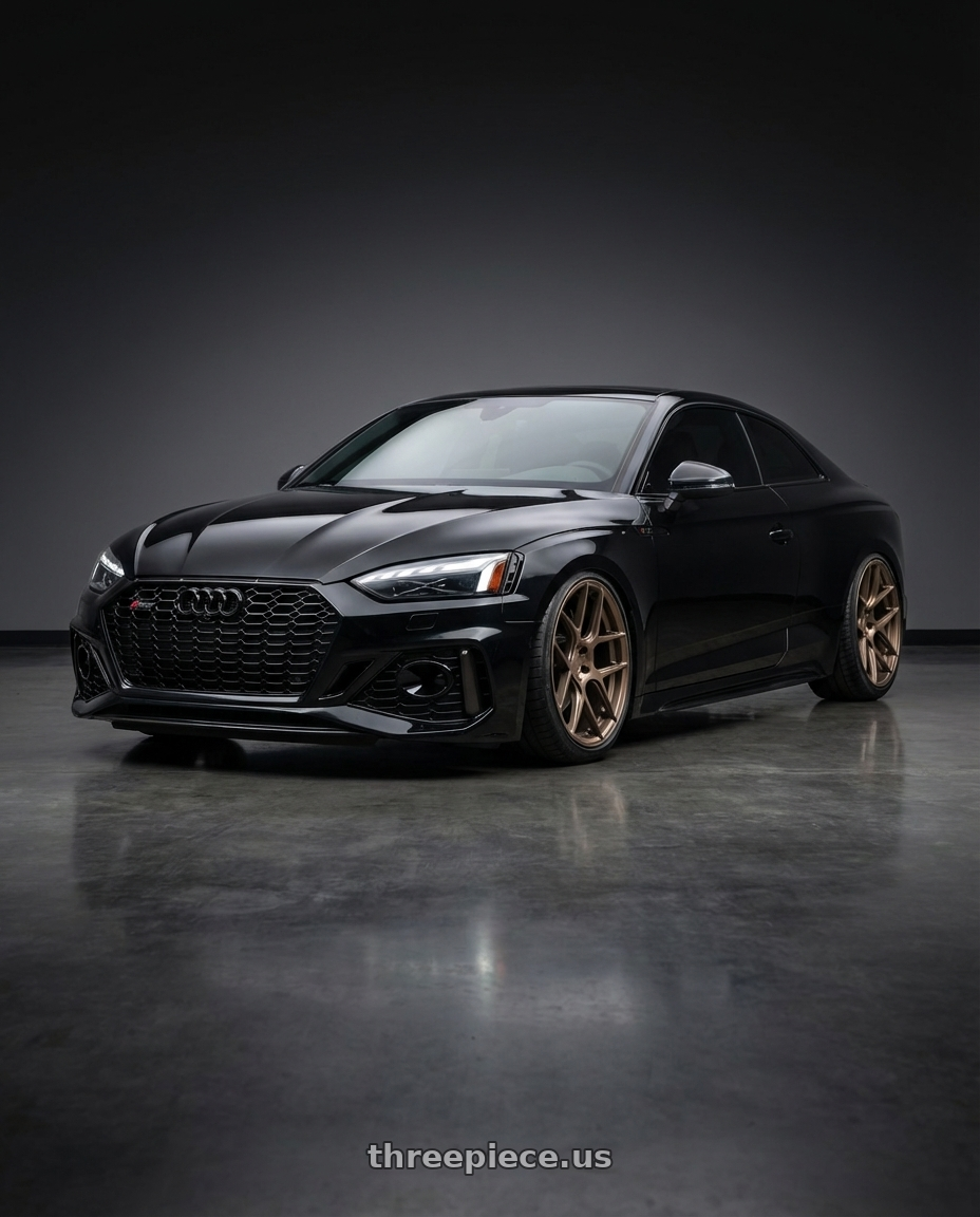 2022 Audi RS5 with Aodhan AFF2 5x112 20x10.5+35 Matte Bronze wheels front three quarter view stanced stance