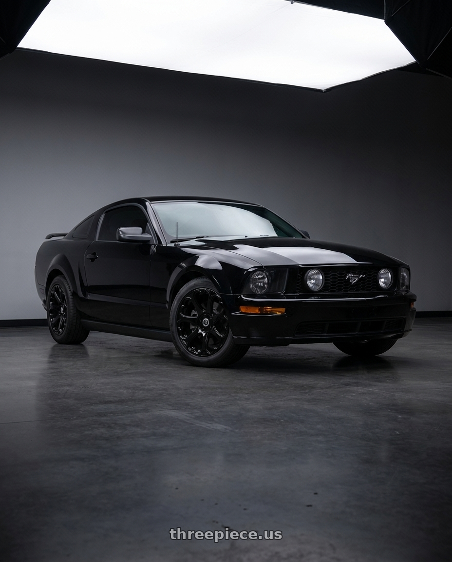 2008 Ford Mustang with Heritage Wheel Kokoro MonoC 5x114.3 17x8.5+35 Black wheels