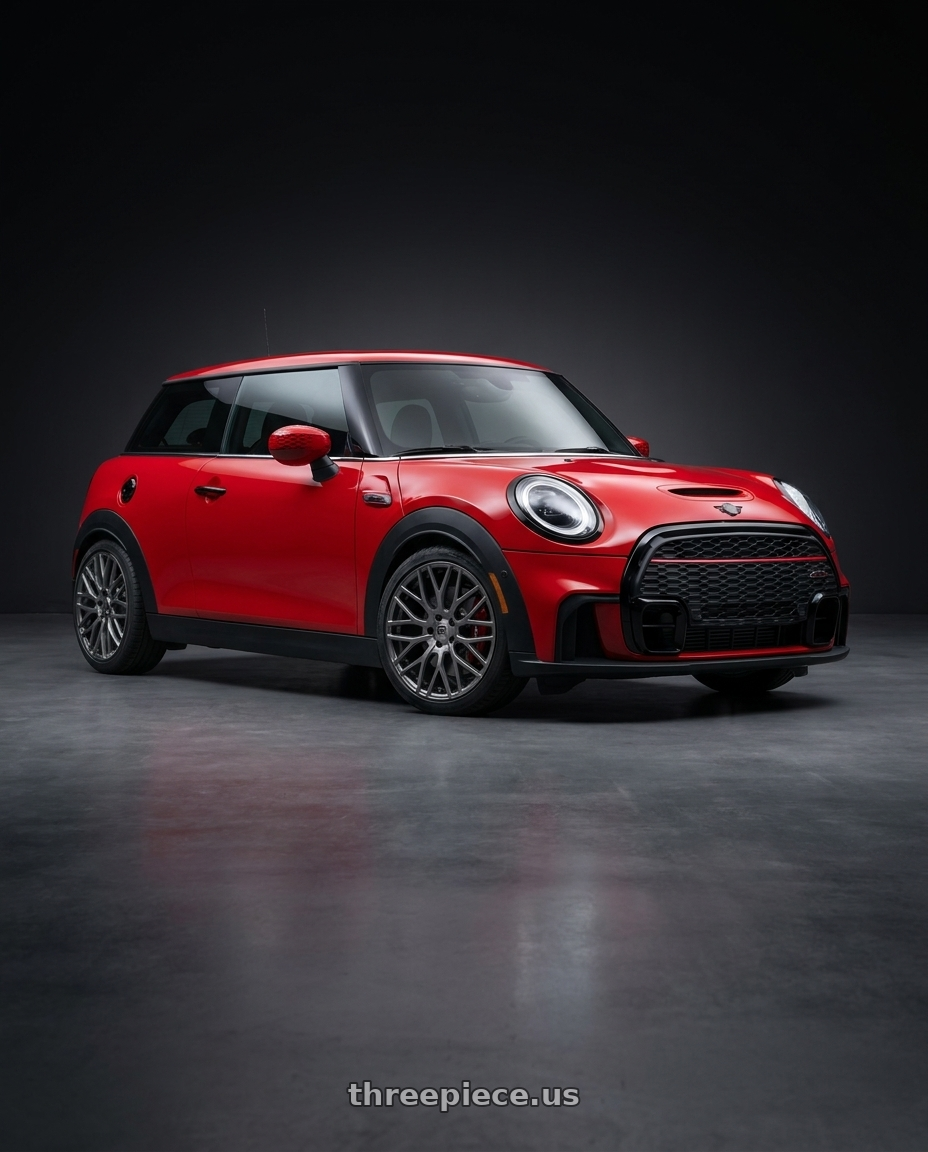 2025 mini jcw red with TOUREN TR76 3276 5x112 18x8 +35 GLOSS GRAPHITE wheels