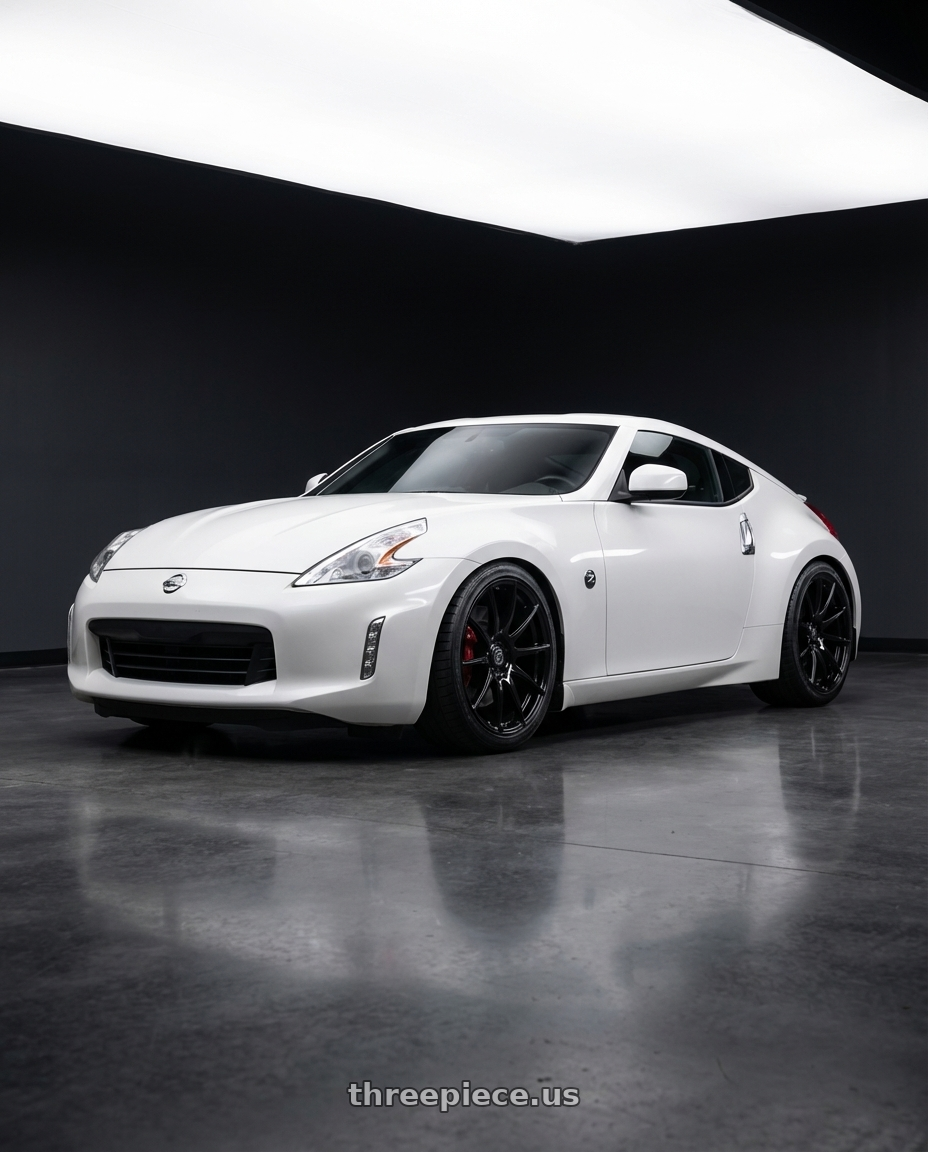 2012 Nissan 370z with Work Zistance W5s 5x1143 19x9545 S Disk Brilliant Silver Black 18x95 Et35 wheels
