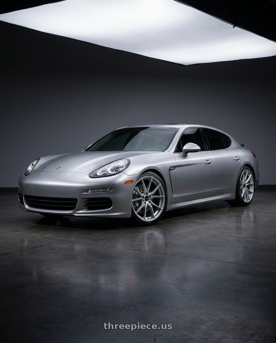 2014 porsche panamera 4 with Advanti Racing 80S Hybris 5x114.3 20x8.5 +40 Silver with Machined Face wheels