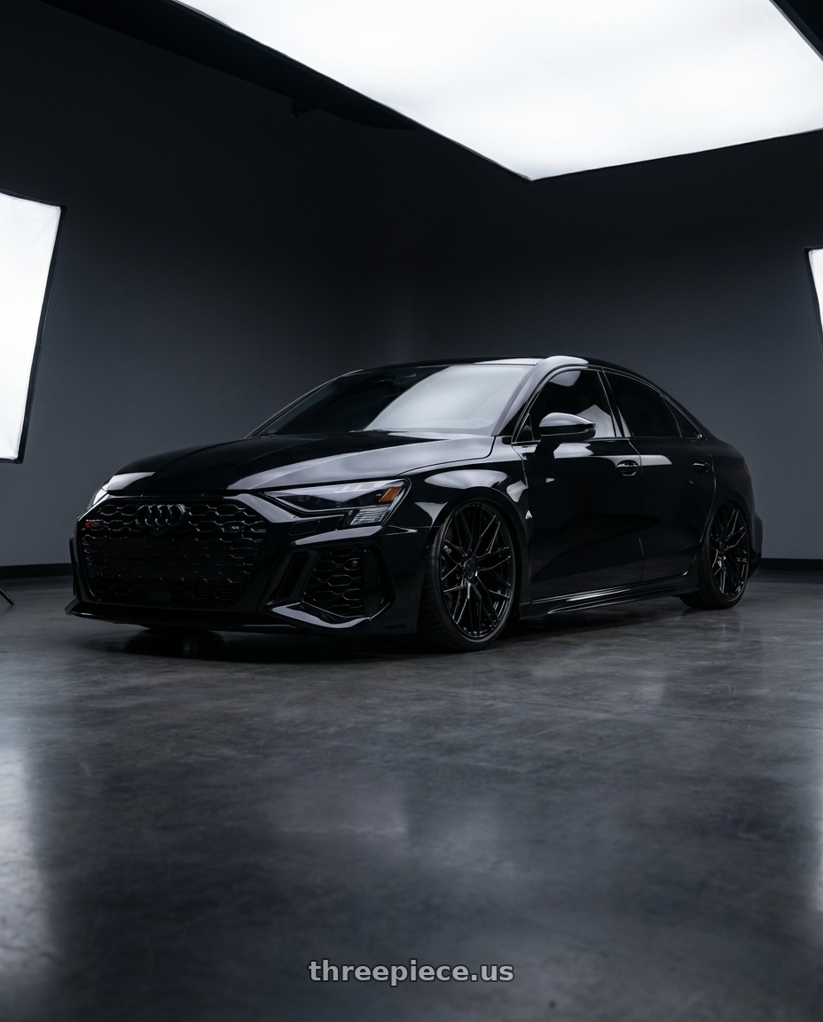 2022 Audi RS3 8Y with Avant Garde Wheels M520R 5X112 19x8.5 +35 Gloss Black wheels