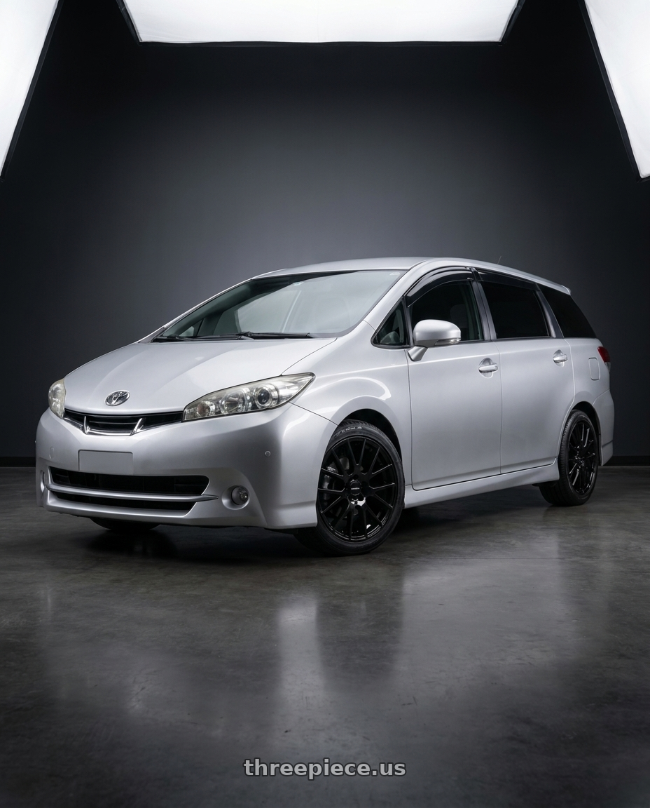 2010 Toyota wish with Vision Street-Designs 18 Hellion 4x100 14x5.5+38 Gloss Black wheels