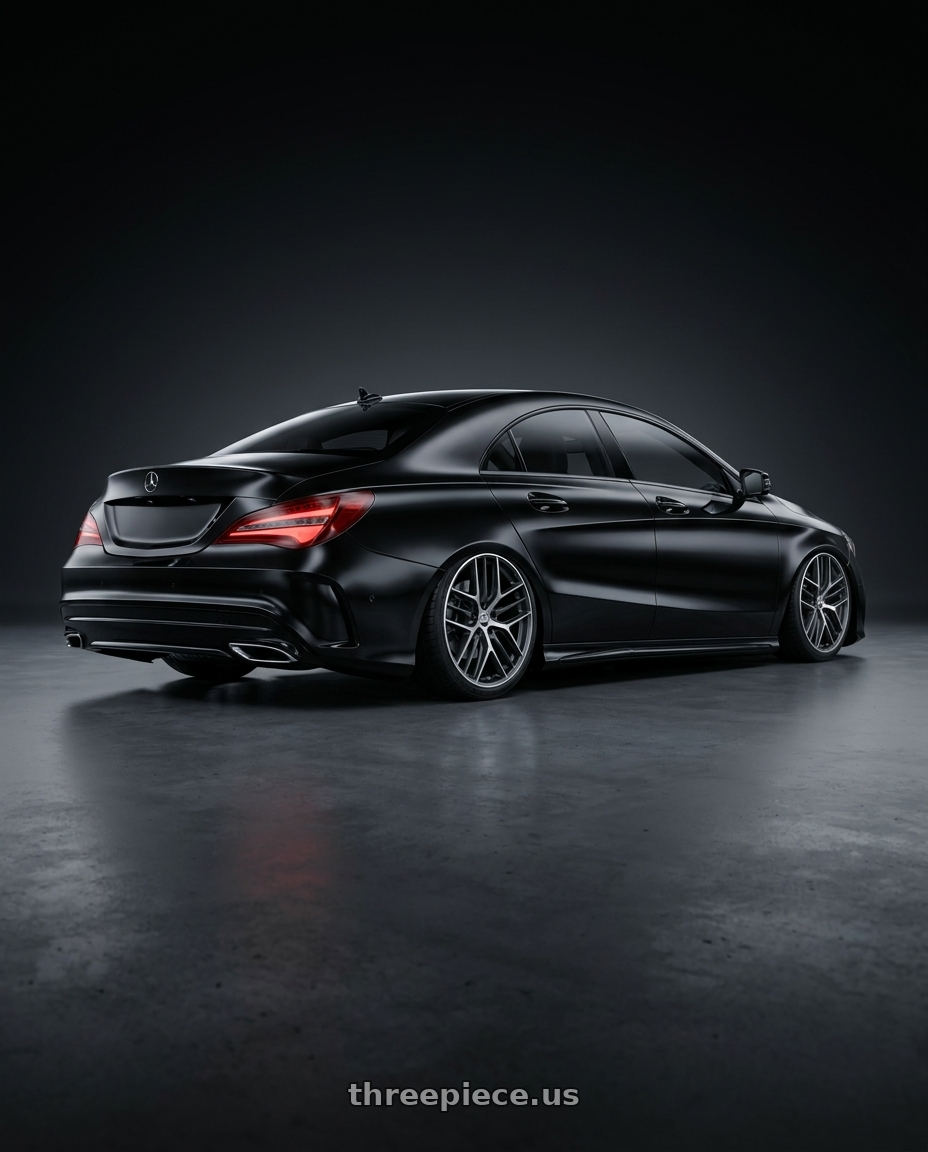 2018 Mercedes-Benz CLA C117 with BBS CC-R 5x112 19x8.5+30 Graphite w/ Diamond Cut Face wheels rear three quarter view slight stretch tires