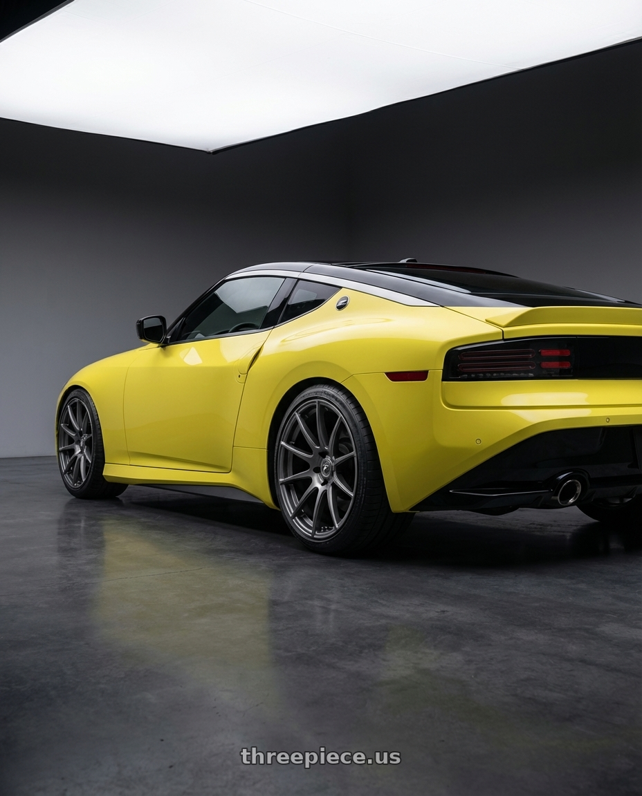 2024 Nissan Z with Forgestar CF10 5x114.3 19x9.5 +29 Gloss Anthracite wheels rear three quarter view square tires