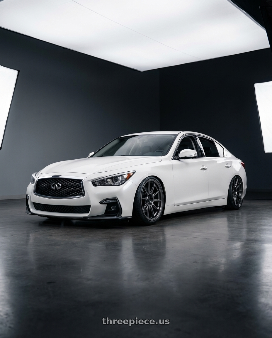 2020 Infiniti Q50 with Konig Ampliform 5x114.3 20x11+22 Dark Metallic Graphite wheels