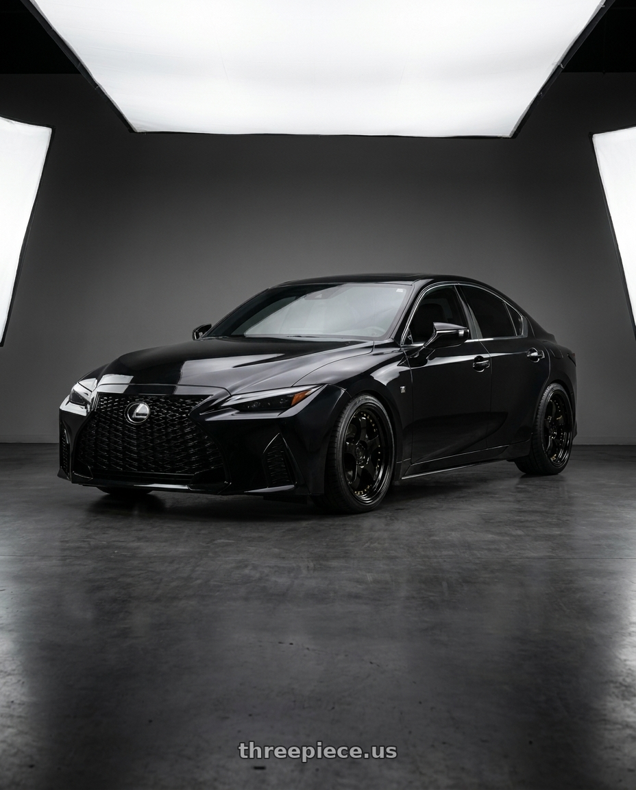2025 lexus is350 f sport with Aodhan AH03 5x114.3 18x9.5+30 Gloss Black W /Gold Rivets wheels