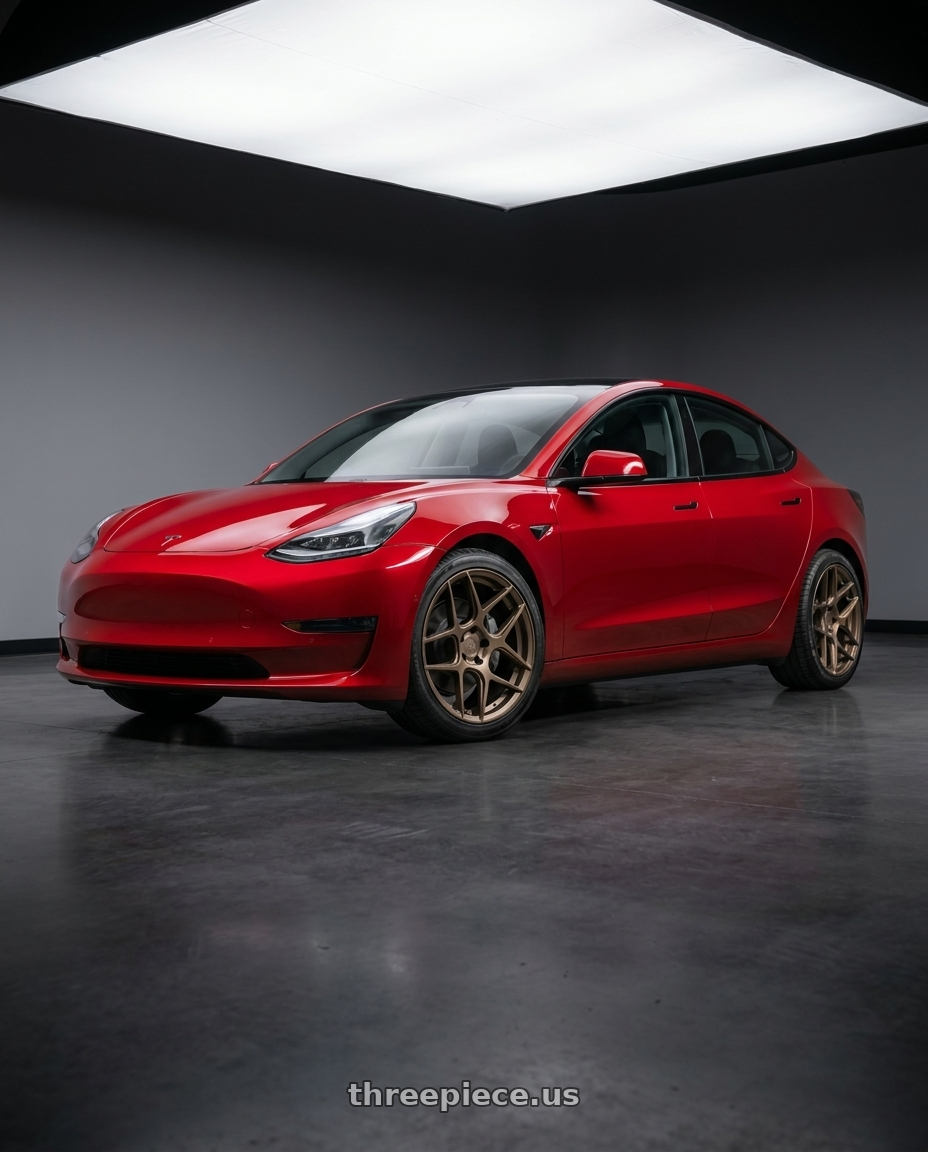 2023 tesla model 3 with Aodhan AFF2 5x114.3 19x8.5+35 Matte Bronze wheels
