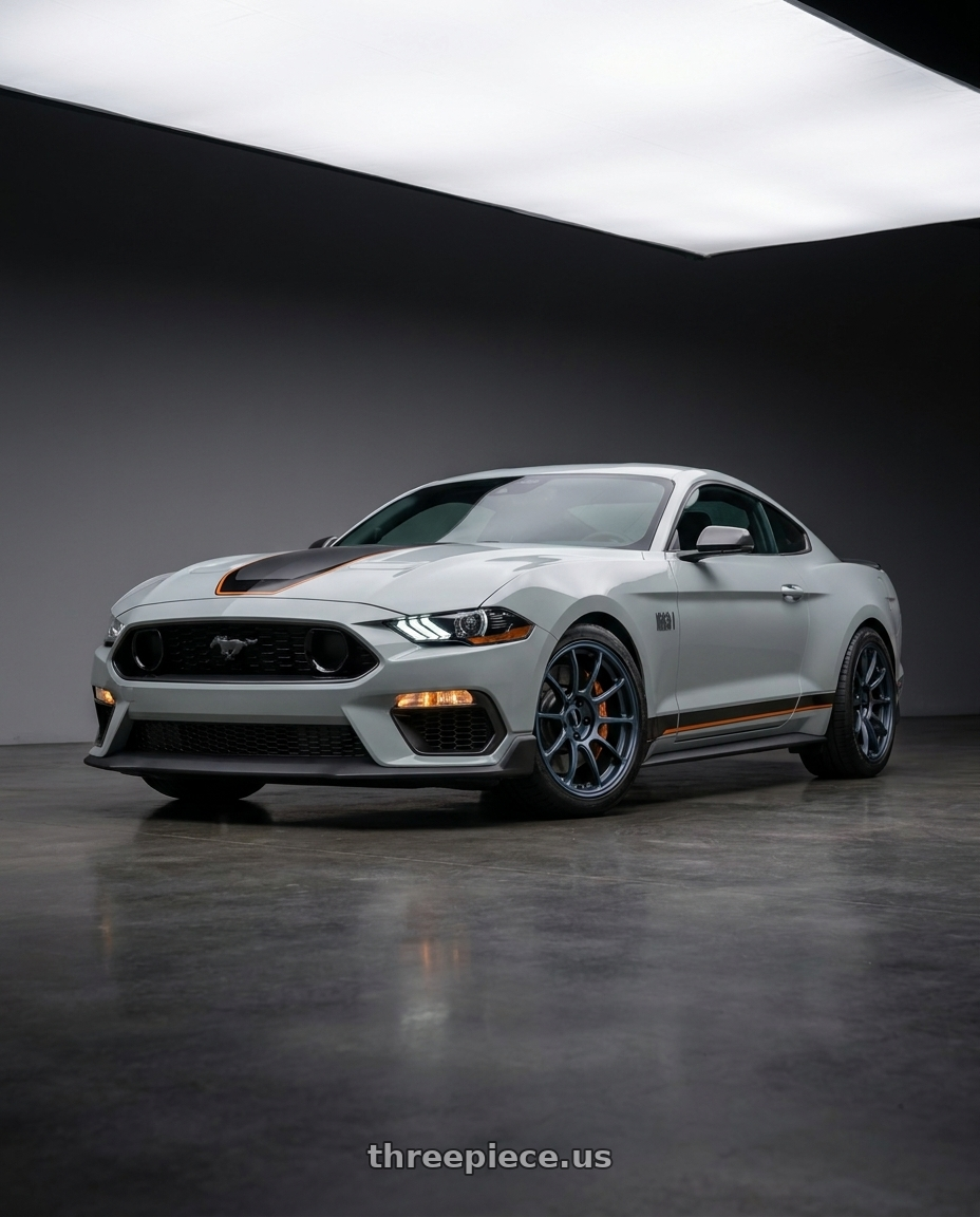 2021 Ford Mustang Mach 1 with Volk Racing ZE40 5x114.3 19x8.5+33 Matte Blue Gunmetal wheels
