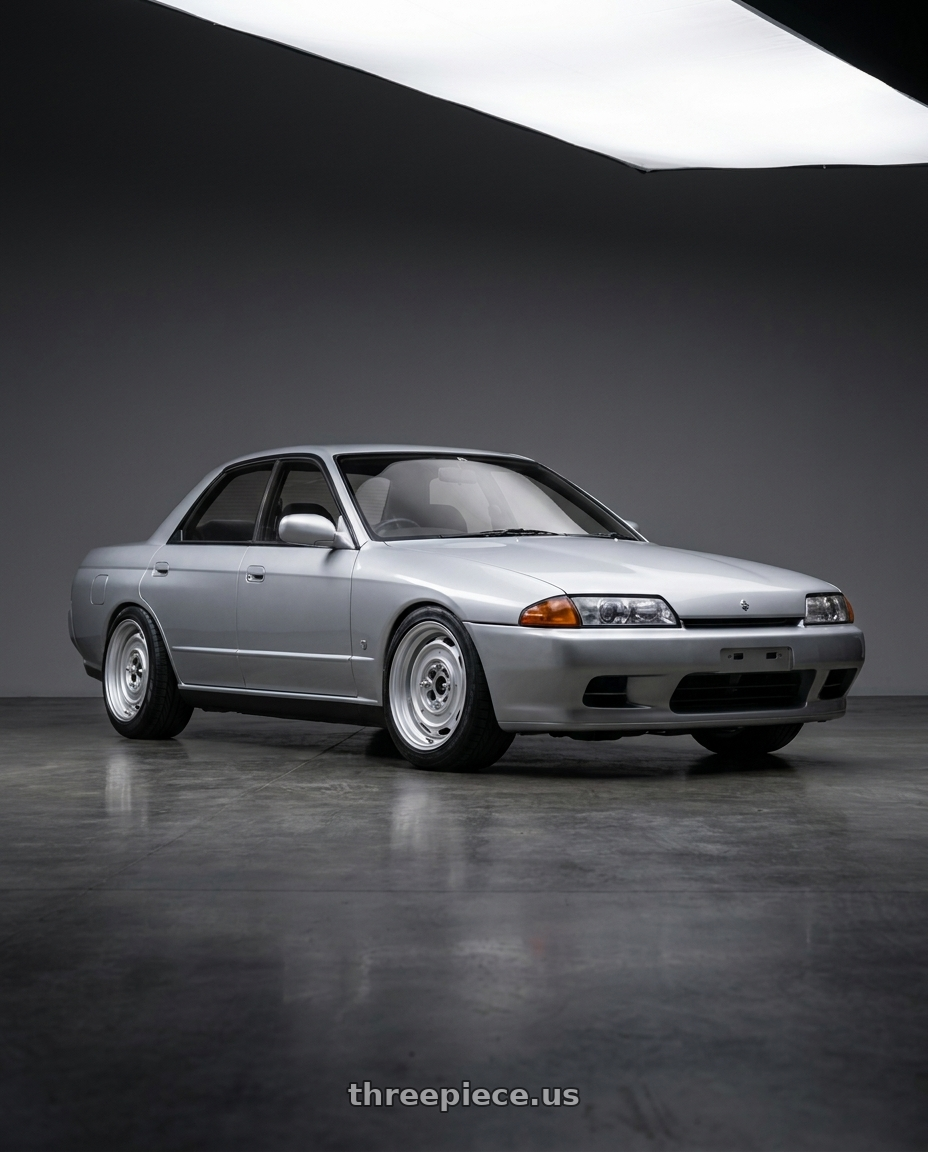 1992 nissan  skyline  gtst with Mobelwagen MW430S Interceptor 4X130 15x5.5 20 Silver wheels