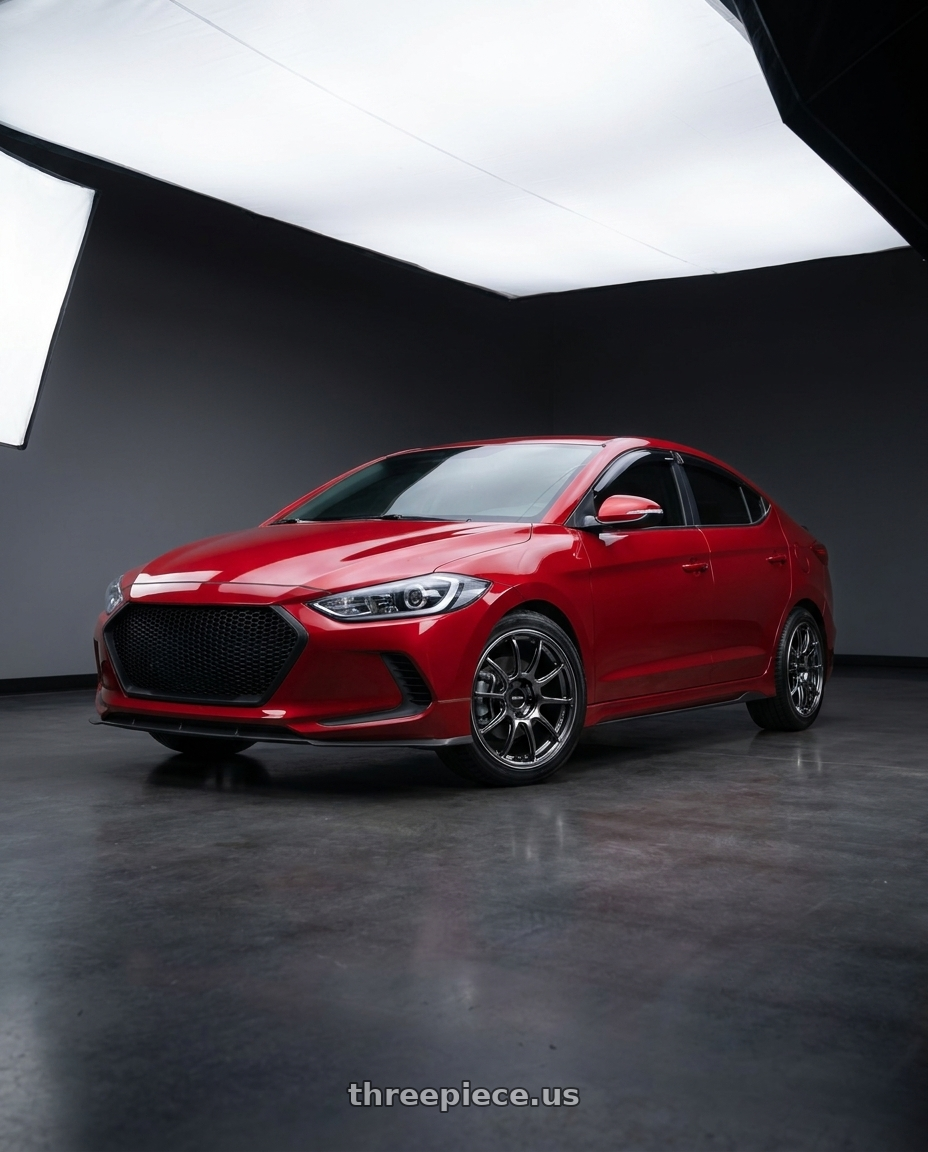 2017 Hyundai Elantra with Advan RZ II 5x114.3 17x8.0+45 Racing Hyper Black And Ring wheels