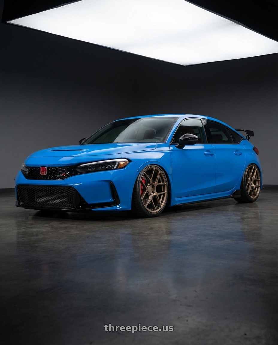 2020 Honda Civic Type R with Aodhan AFF2 5x120 19x8.5+35 Matte Bronze wheels front three quarter view stanced stance