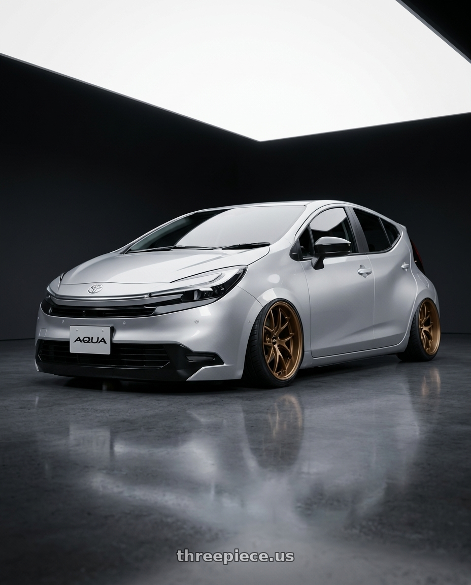 2016 toyota aqua,silver  with BBS RI-A 5x120 18x9.5+40 Matte Bronze wheels
