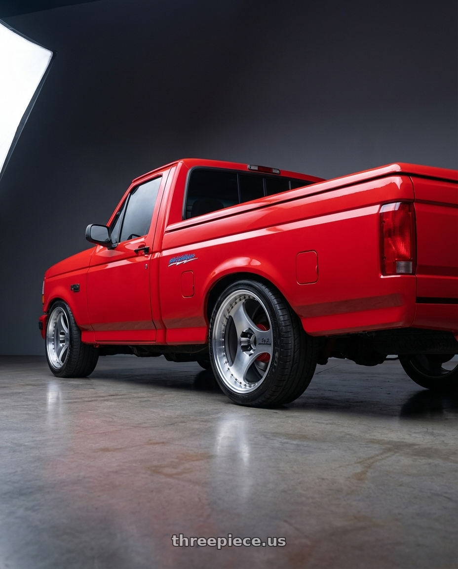 1995 Ford Svt Lightning with Advan Racing ONI2 PROGRESSIVE 5x112 20x10.5 +32 MACHINING & DIAMOND CUT wheels rear three quarter view square tires