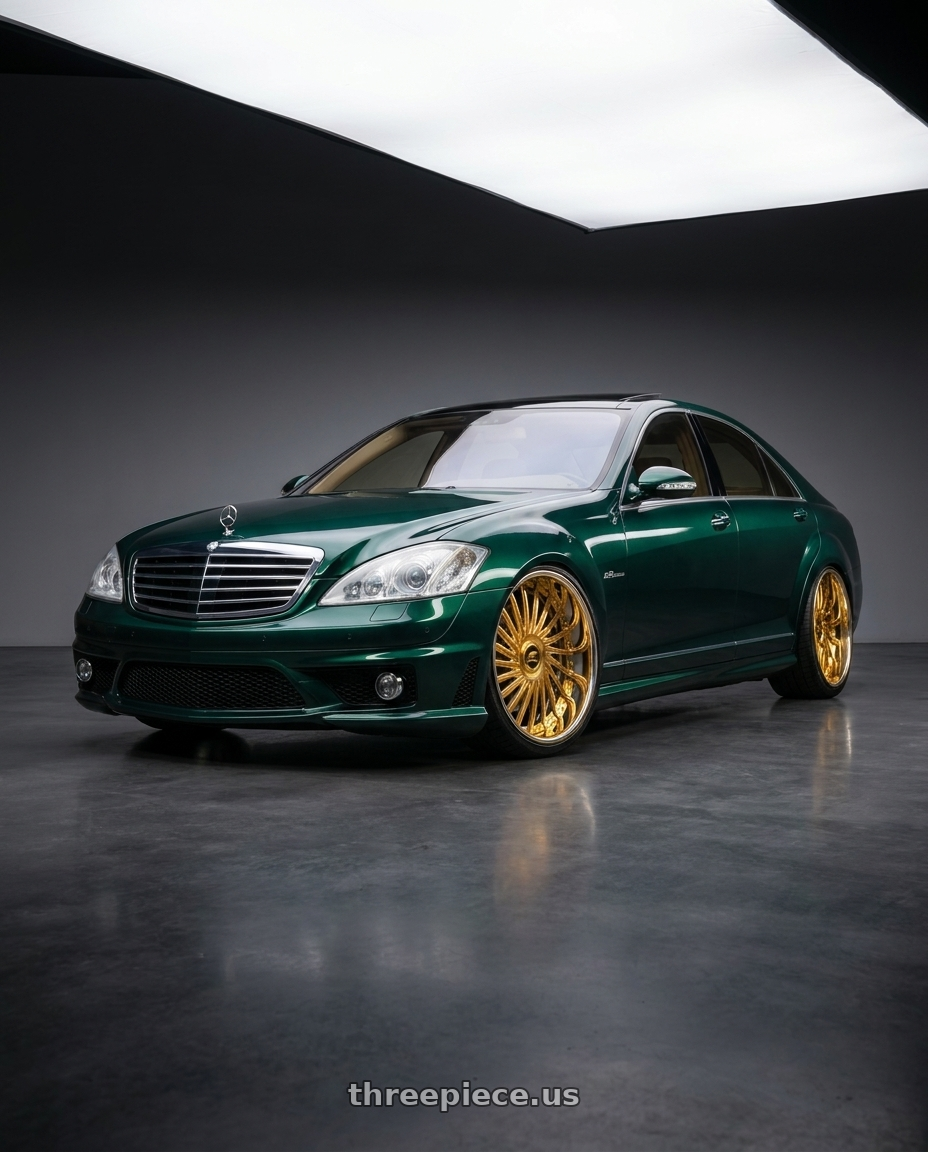 2012 Mercedes S550 with Amani Cultura-L blank 5x 24x9.5 -12 14k Gold Plated wheels