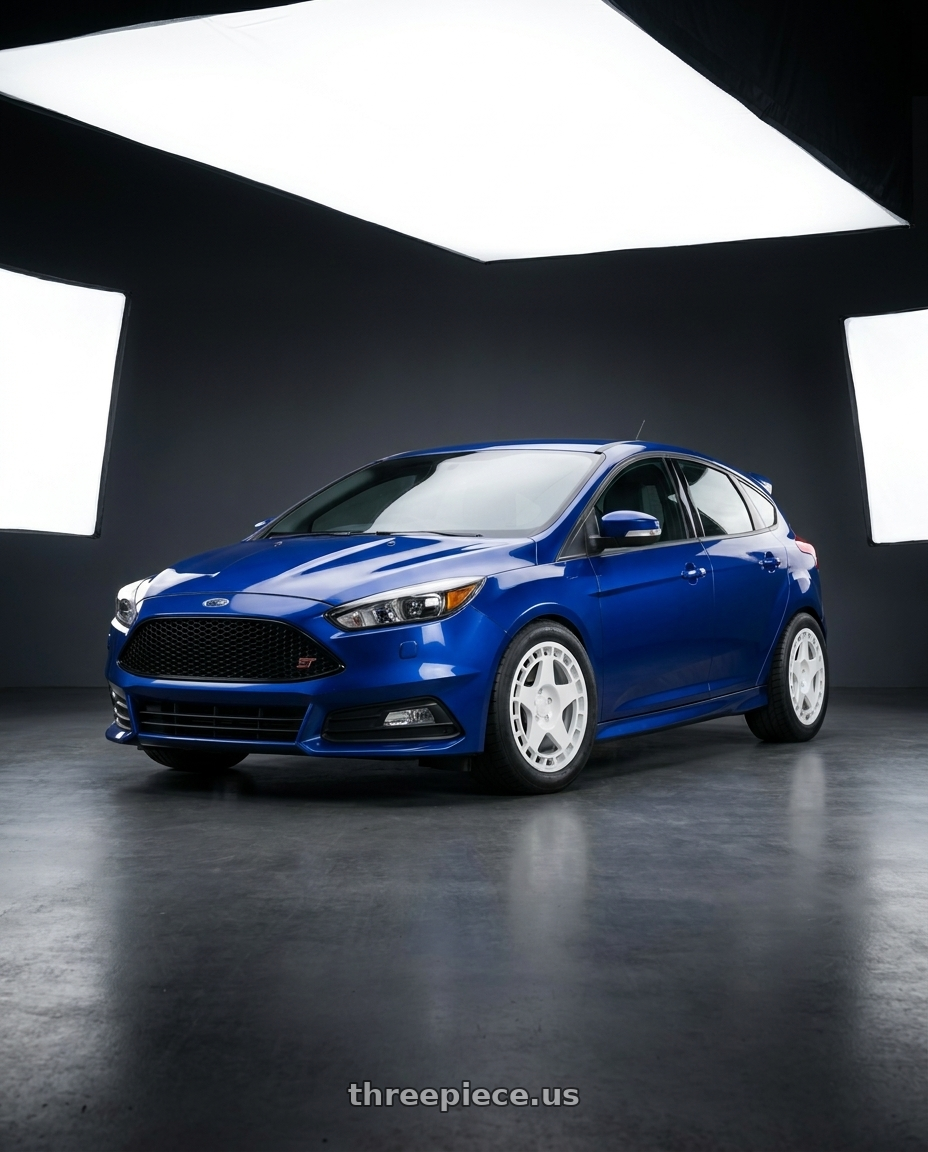 2016 ford focus st  with fifteen52 TURBOMAC 5x108 18x8.5 +42 RALLY WHITE (GLOSS WHITE) wheels