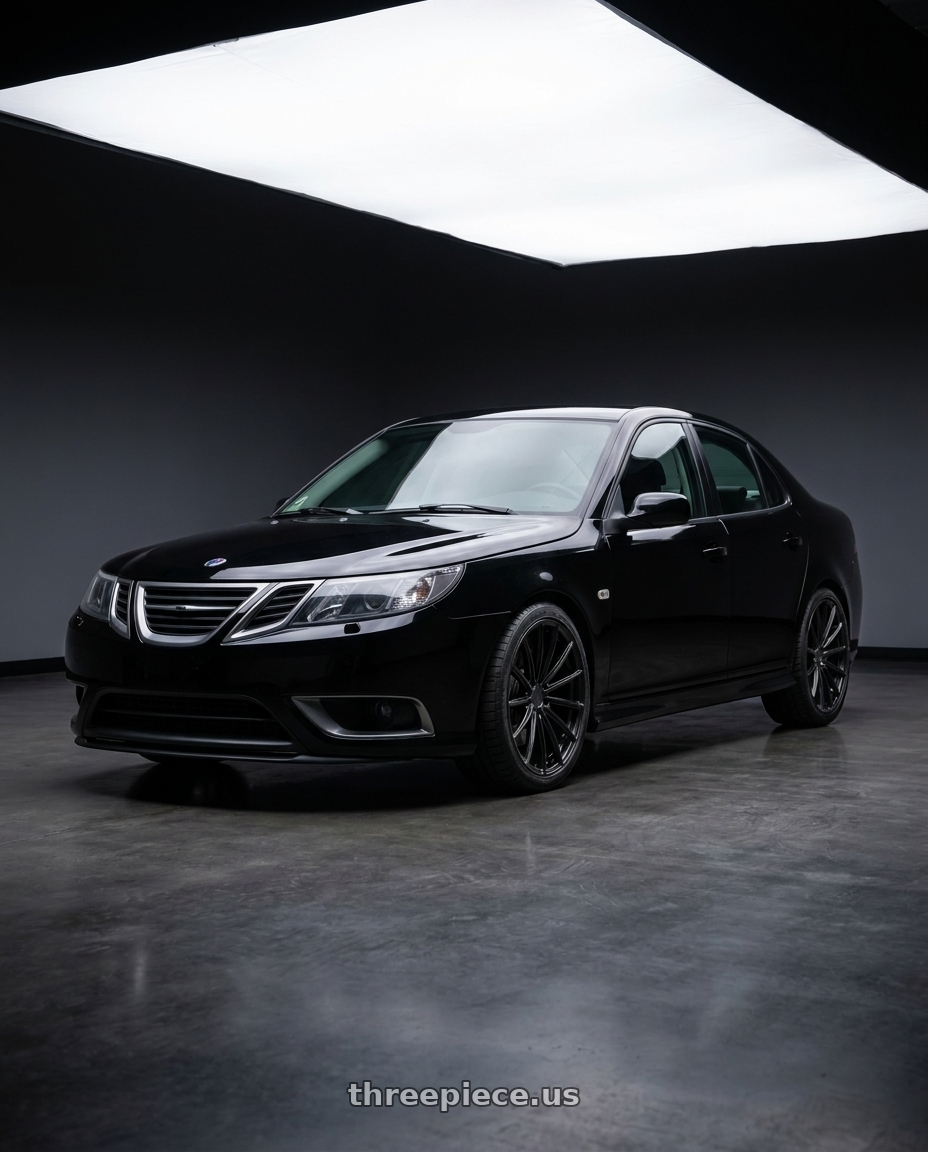 2010 Saab 93 with XO LONDON 5X120 19X10 +45 MATTE BLACK wheels