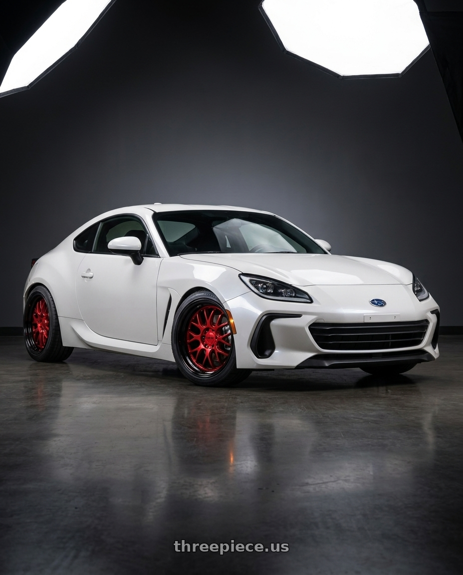2022 Subaru BRZ Premium with F1R F21 5x100/5x114.3 18x10.5 +40 Candy Red/Black Lip v2 wheels