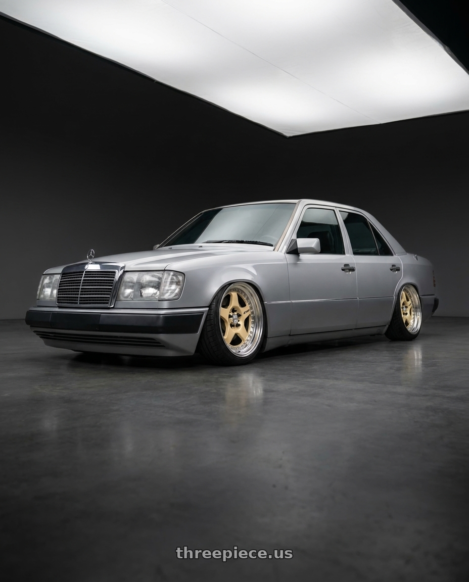 1993 Mercedes Benz 300e 2.8 Brilliant Silver Metallic with Work Meister Cr01 5x112 16x8+35 A Disk Bright Buff Finish wheels