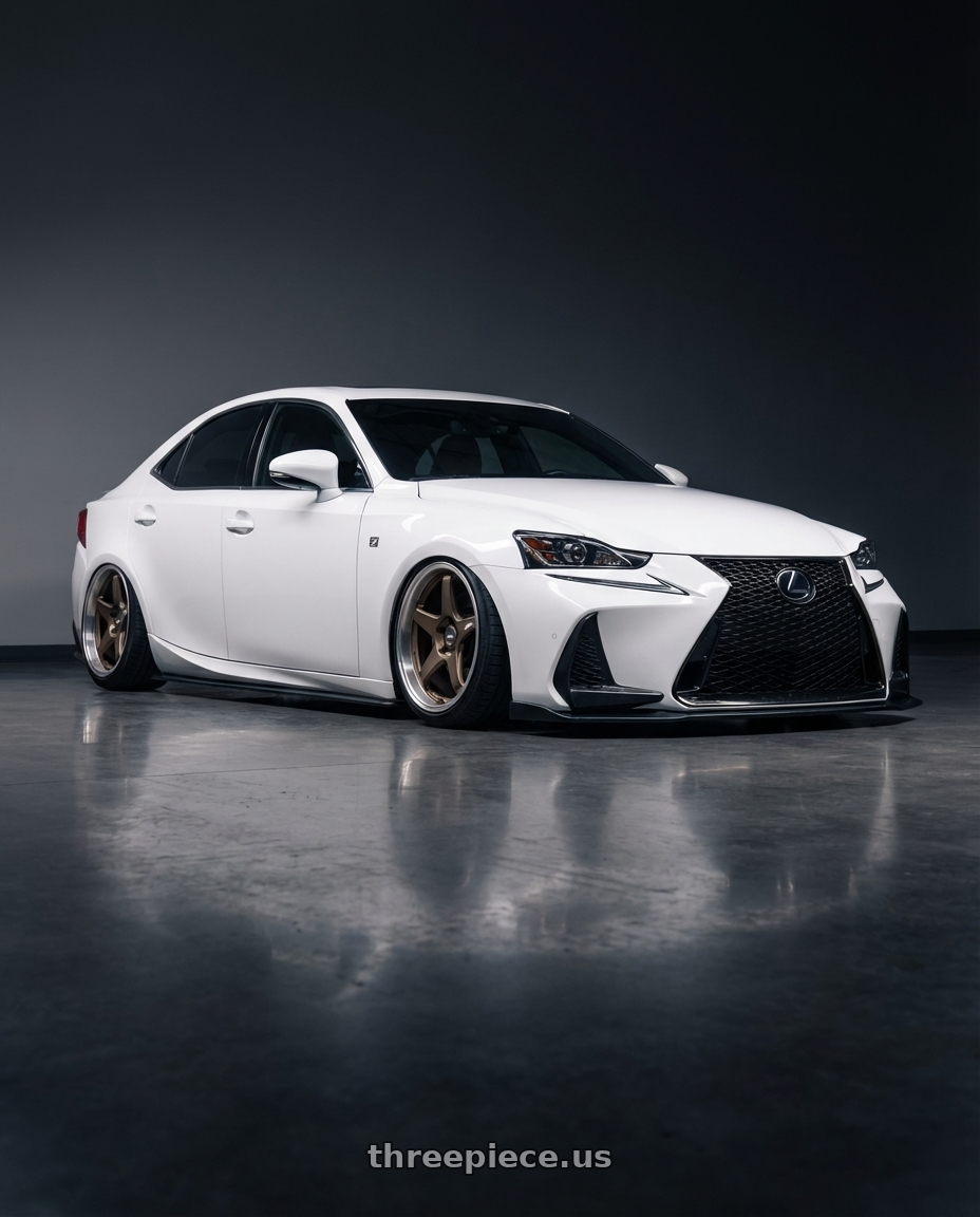 2018 Lexus IS 350 F Sport with ESR Wheels APEX SERIES AP5 5x114.3 19x9.5 +35 Matte Bronze wheels front three quarter view stanced stance