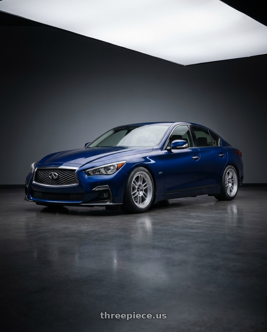 2021 Infiniti Q50 Red Sport with Enkei RPF1 5x114.3 18x9.5+38 Silver wheels